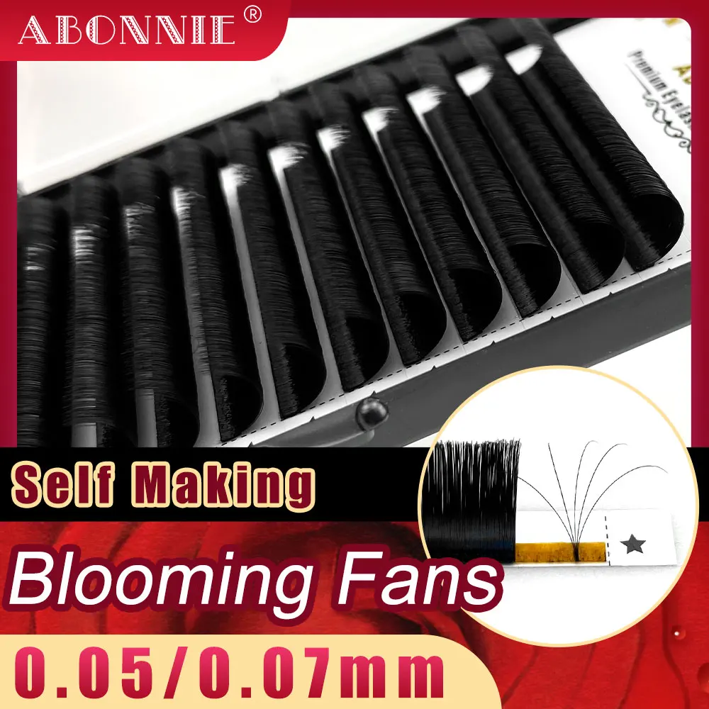 

Abonnie 1s Blooming Easy Fan Eyelash Extension Self Fanning Lashes Cashmere Volume Easy Fan 8-19mm False Eyelashes