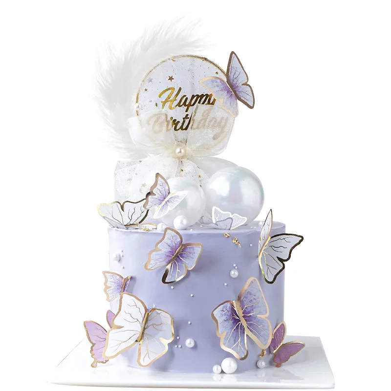 

Hot Butterfly Cake Toppers Happy Birthday Cake Toppers Handmade Painted Wedding Birthday Party Cake Decoration Party Baking