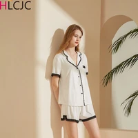 summer modal lace pajamas with shorts womens short sleeve homewear female pajamas set women home clothes lounge wear home suit