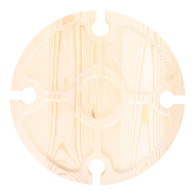 

Portable Round Wooden Outdoor Folding Picnic Table Glass Holder Garden Wine Beach Camping Table