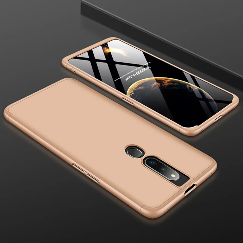 360 градусов полное покрытие чехол для OPPO F11 Pro A9 A5 F3 F5 F7 F9 R15 R17 A3S A5S Рено Ace Z Realme X2 Pro XT 5 3 Lite C2 чехол s - Цвет: Full Gold