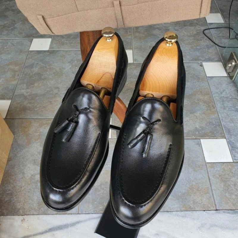 

Men Shoes Office Concise Loafers Spring Autumn Slip on PU Leather Round Toe Comfortable Sapatos Para Hombre Street Style ZQ0619