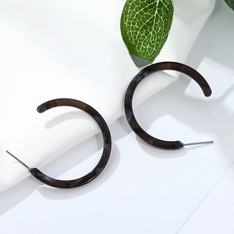 Круглые ацетатные леопардовые серьги геометрические акриловые серьги-гвоздики