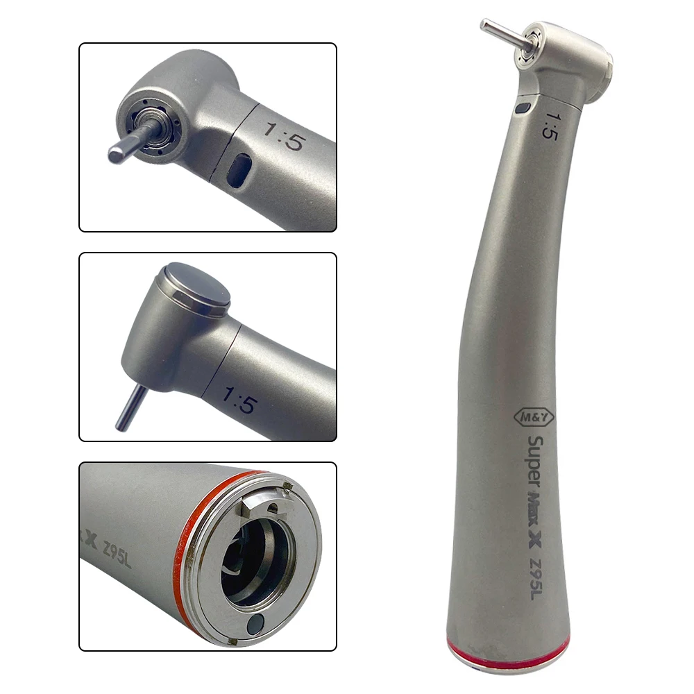 Max Z95L mini head dental 1:5 speed increasing red ring contra angle handpiece  for FG bur fit E type electric  motor