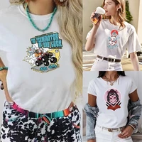 summer trend women t shirt mask printing fashion movement o neck t shirt casual all match short sleeve breathable top streetwear