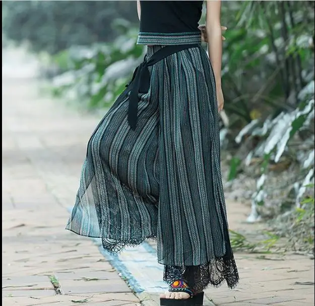 Женские широкие брюки шелковые повседневные штаны свободные длинные винтажные