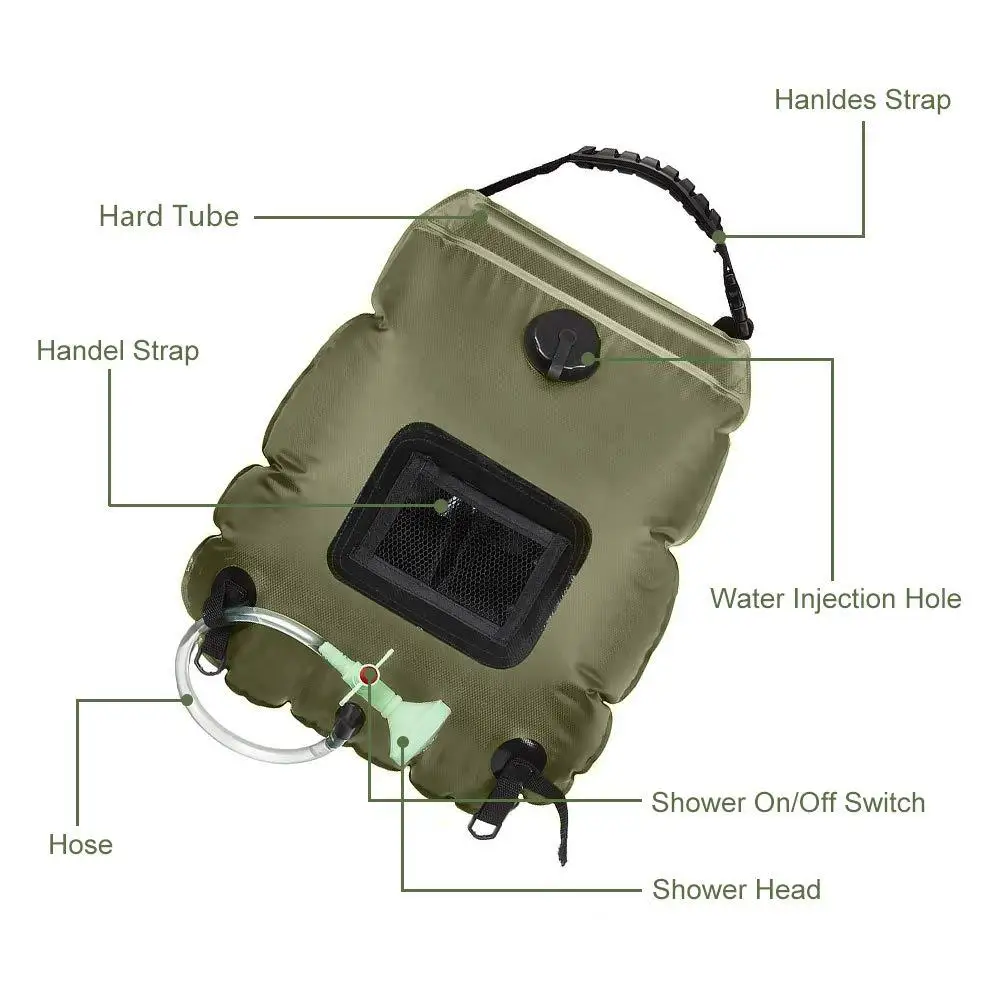 

Outdoor Camping Water Bag Heating Shower Bag Shower Solar Shower Bag 20L Travel Hiking Mountaineering Portable Bath Water Bags