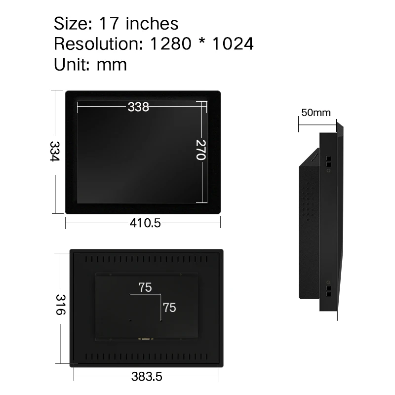 17 дюймовый ЖК монитор промышленный дисплей настольный экран VGA HDMI DVI крепление с