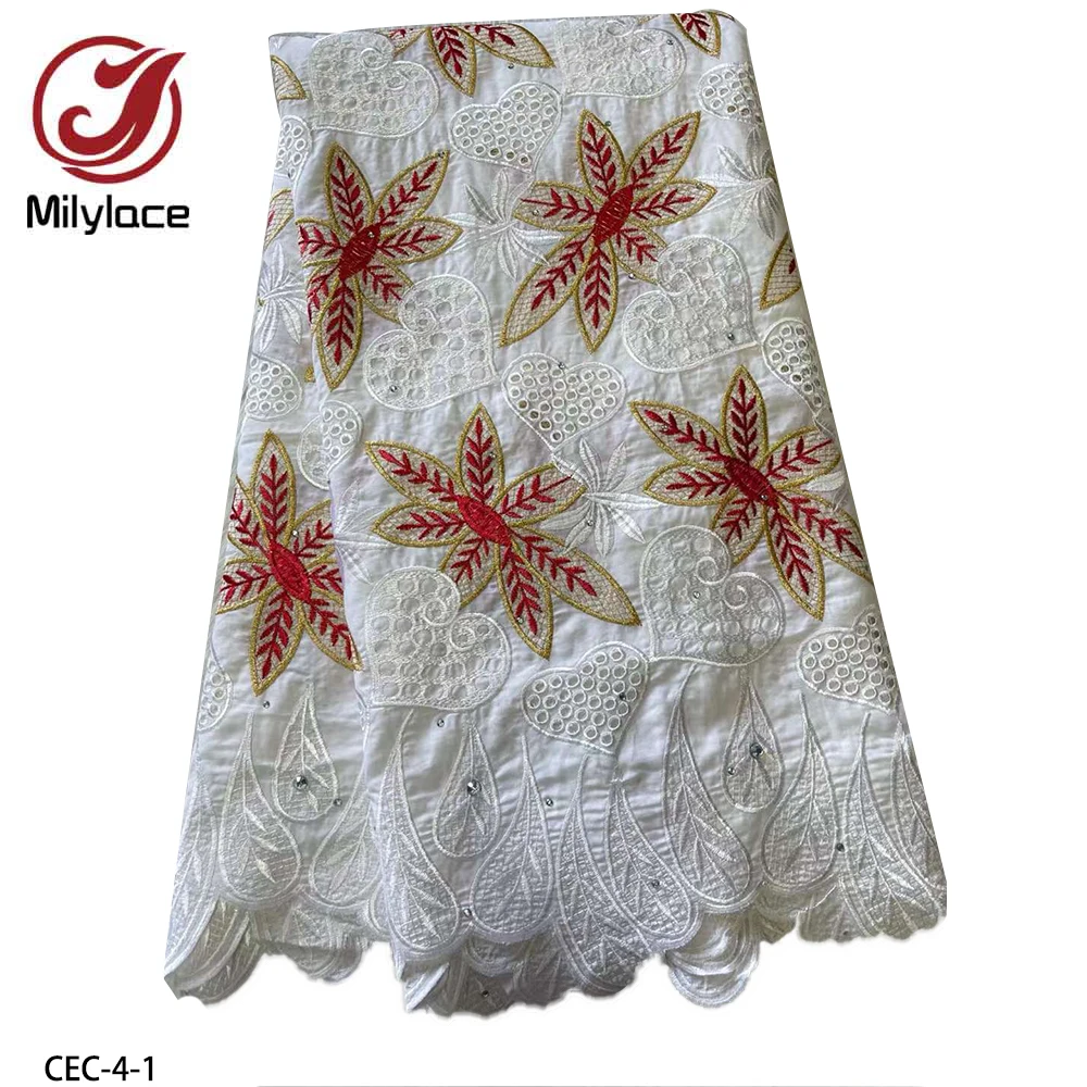 

Latest Swiss Lace Fabric African 100% Cotton Embroidery Lace Fabrics Swiss Voile Lace for Party CEC-4