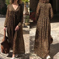 summer maxi dress womens v neck sundress zanzea sexy leopard beach bohemian print vestidos female high waist robe oversized