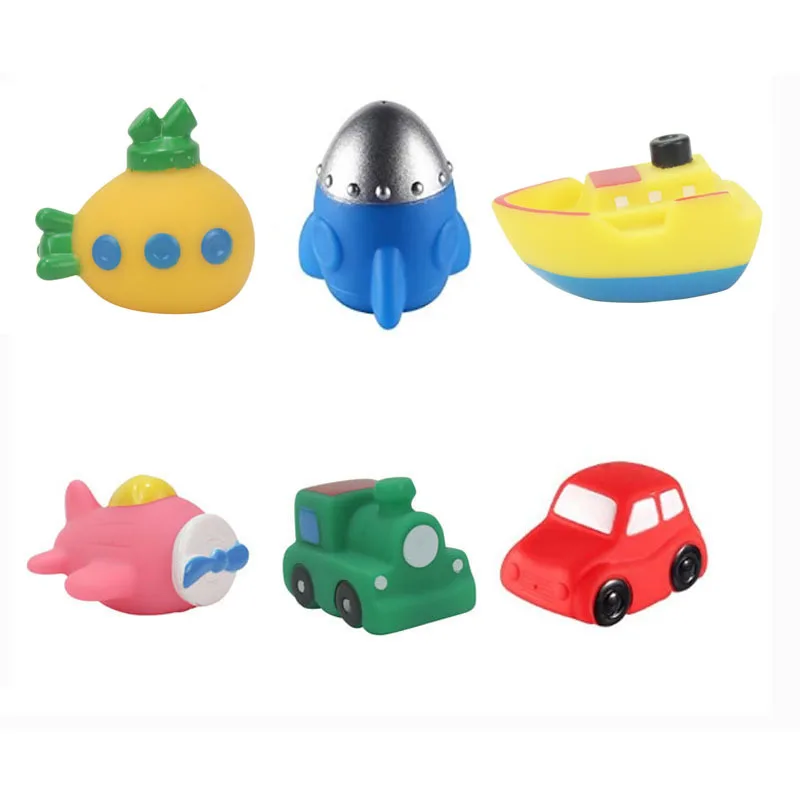 

Cold Bath Toys Pool Baby Toy Child Water Colorful Fighter Submarine Train Car Boat Soft Rubber Toy Boy Girl Safety