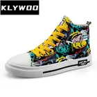 KLYWOO модные кроссовки для мужчин и женщин классические граффити на шнуровке Хип-хоп парусиновые туфли унисекс Повседневная камуфляжная мужская обувь
