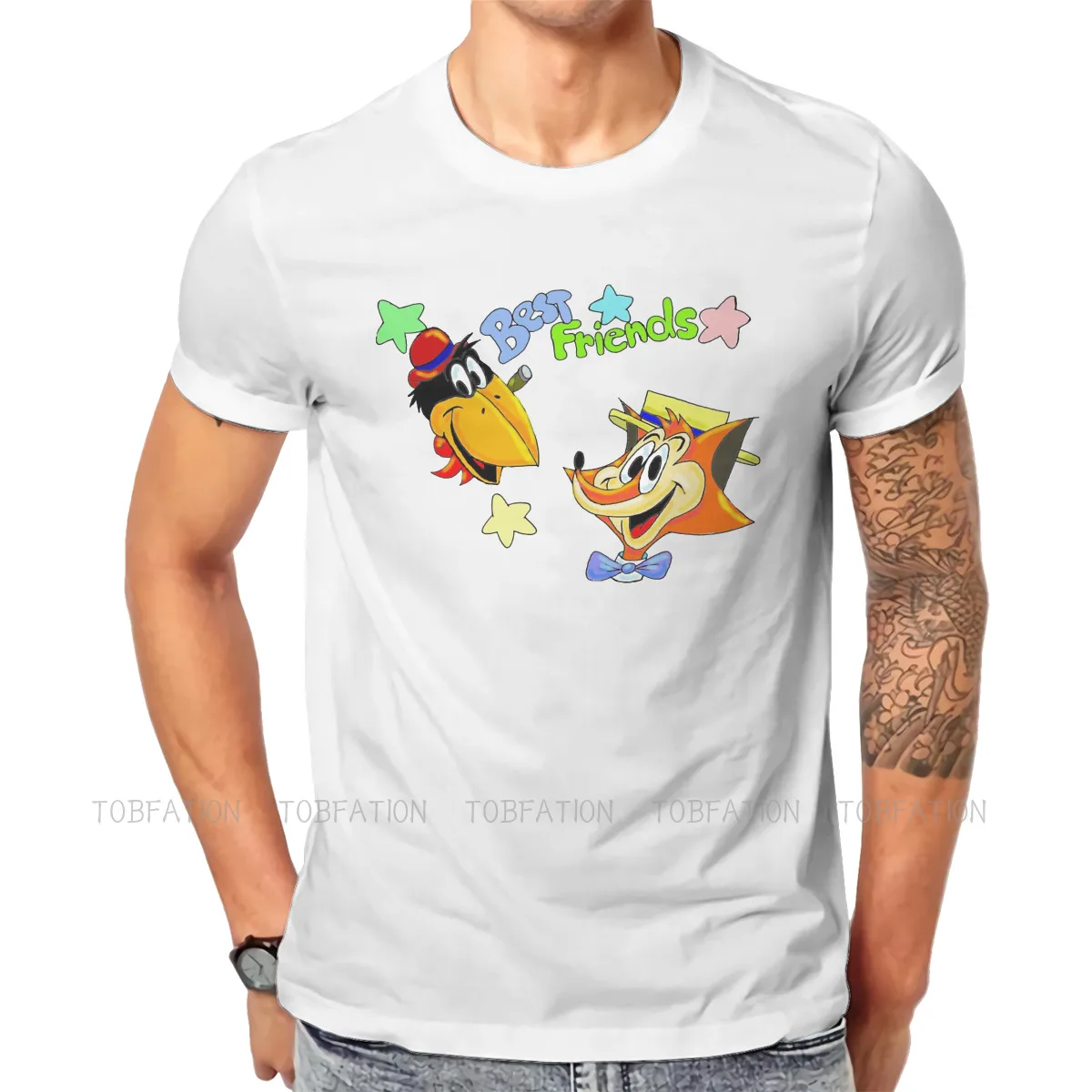 

Хипстерские футболки с надписью «Best Friends», мужские стильные топы из чистого хлопка с принтом «Лиса и Ворона», футболка большого размера с кр...