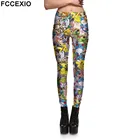 Пикантные эластичные леггинсы FCCEXIO с мультяшным принтом персонажа, с высокой талией, штаны пуш-ап, новинка, женские бесшовные брюки для фитнеса