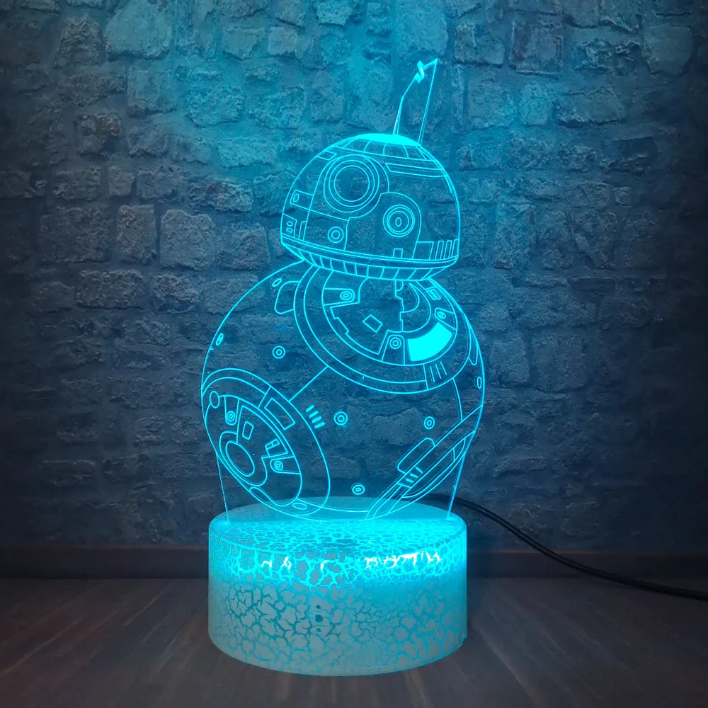 3D Звездные войны, Звезда смерти BB8 ночник 7 цветов меняющийся светодиодный настольная лампа с иллюзией для детей прикроватный Декор Usb Touch Lampara подарки