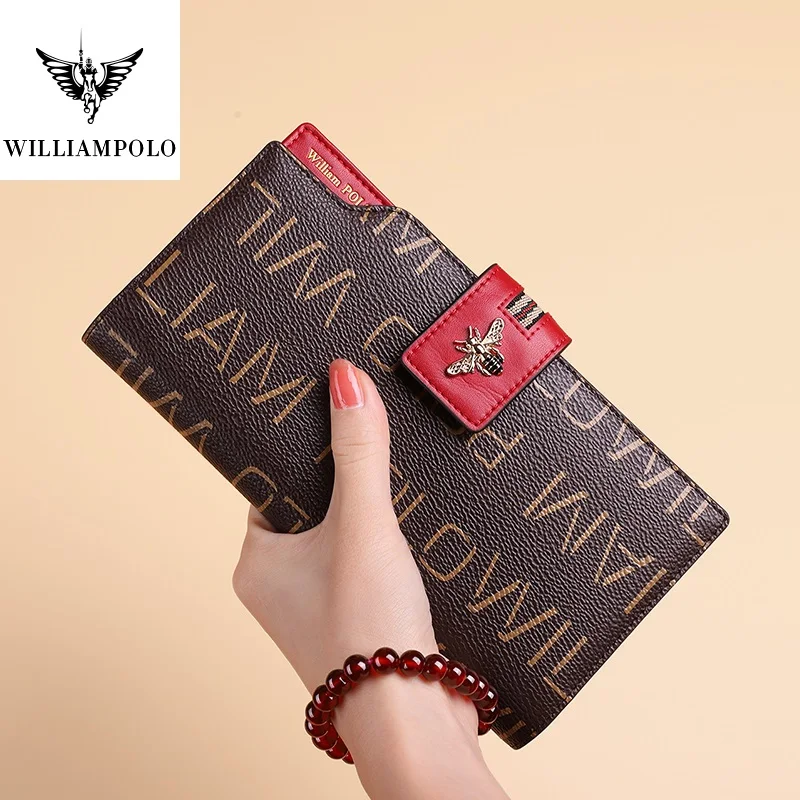 Длинные женские кошельки WilliamPolo 2020 из ПВХ и искусственной кожи вместительные с