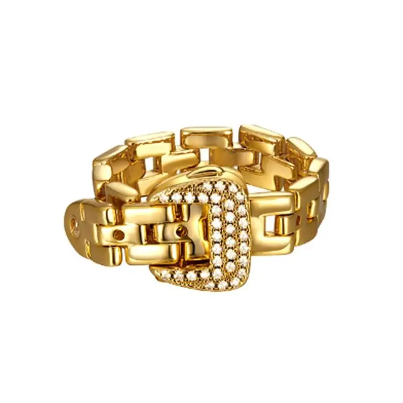 

Classic Creative Double Buckle Design Adjustable Gold Rings For Woman 2021 Girl's Sexy Finger Accessories Korean Fashion Jewelry
