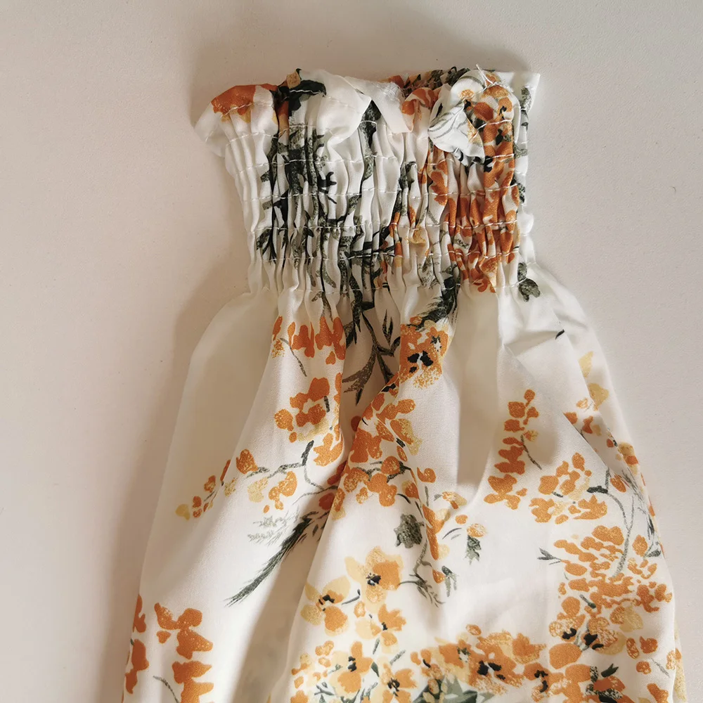 

Sweet Yellow Floral Print Long Dress Korean Style Office Ladies Casual Vestido One Piece Pleated A Line Fall Women Maxi Dresses