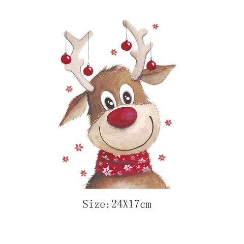 Нашивки с Санта-Клаусом и оленем на одежду, нашивки для теплопередачи, детские наклейки для глажки, простые в использовании моющиеся рождественские нашивки с аппликацией