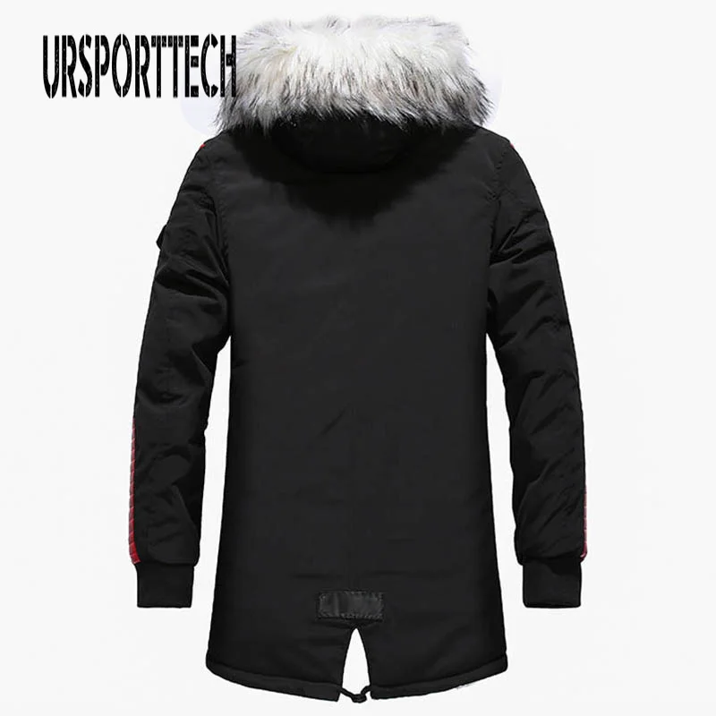 Брендовая зимняя мужская куртка с большим белым меховым воротником и капюшоном