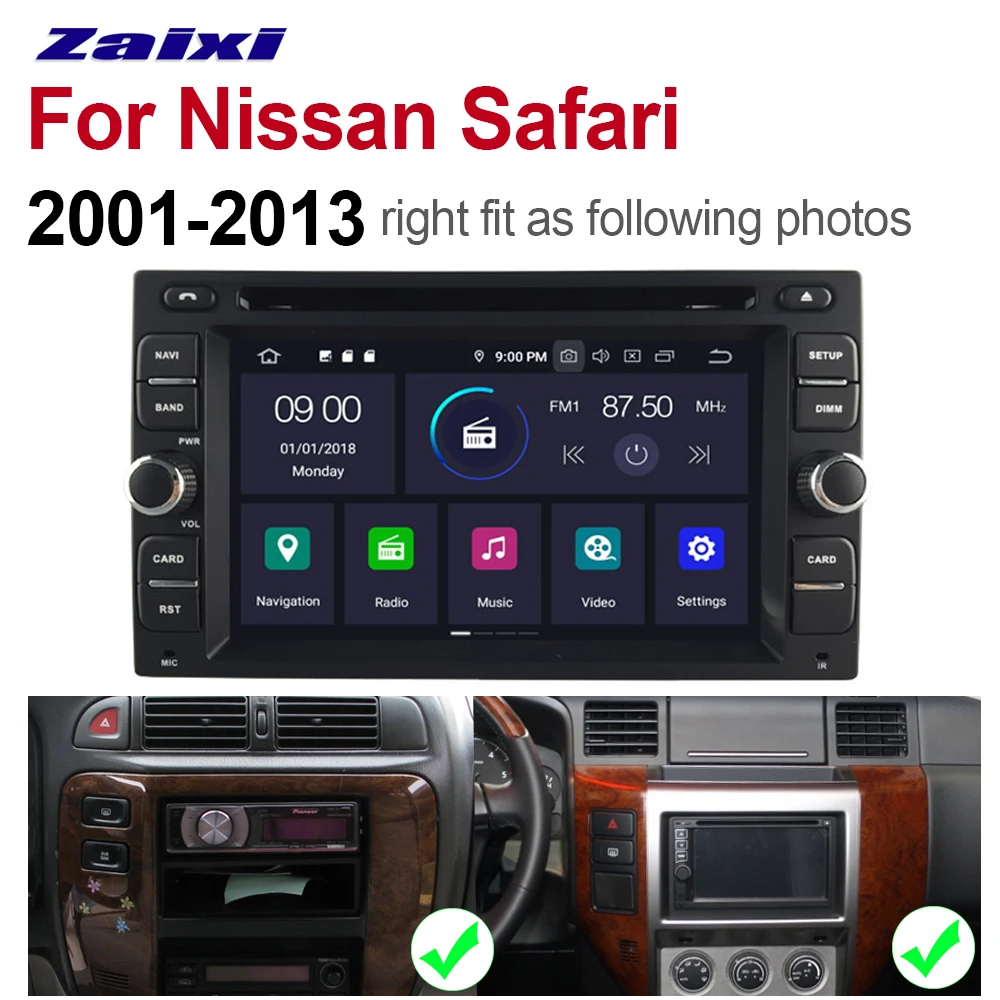 Автомобильный мультимедийный плеер ZaiXi 2 Din Android 9 Автомагнитола для Nissan saфари 2001 ~