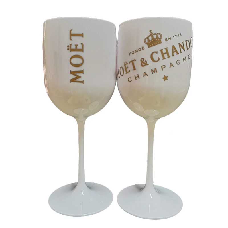 Цельный пластиковый бокал цвета шампанского с Гальваническим Золотом из