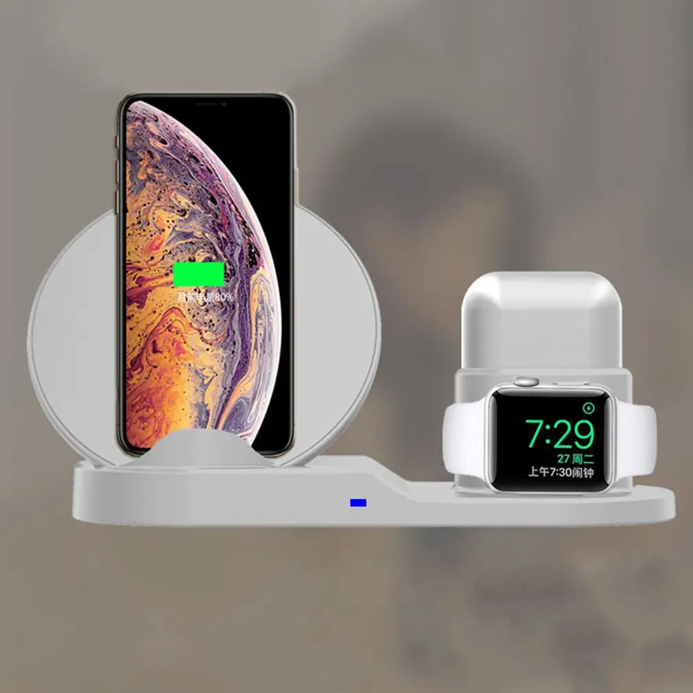 Беспроводное зарядное устройство 3 в 1 беспроводная Подставка для зарядки Apple Watch Airpods для iPhone X Xs быстрая беспроводная док-станция для зарядного устройства
