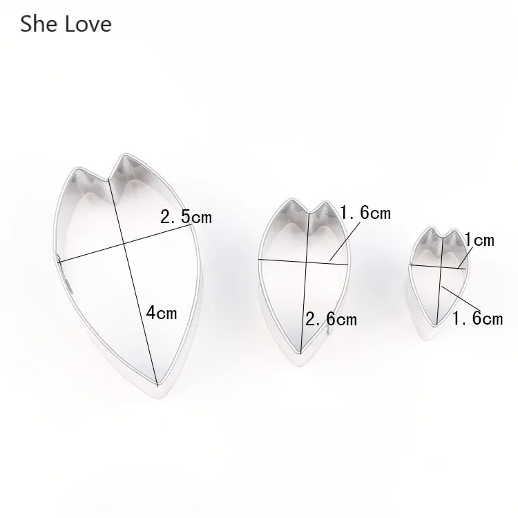 01 She Love, 3 шт./лот, вишневый цветок, нержавеющая сталь, полимерная глина, режущая скульптура, керамическое моделирование, гончарный резак, инструмент, товары для рукоделия - Цвет: 01