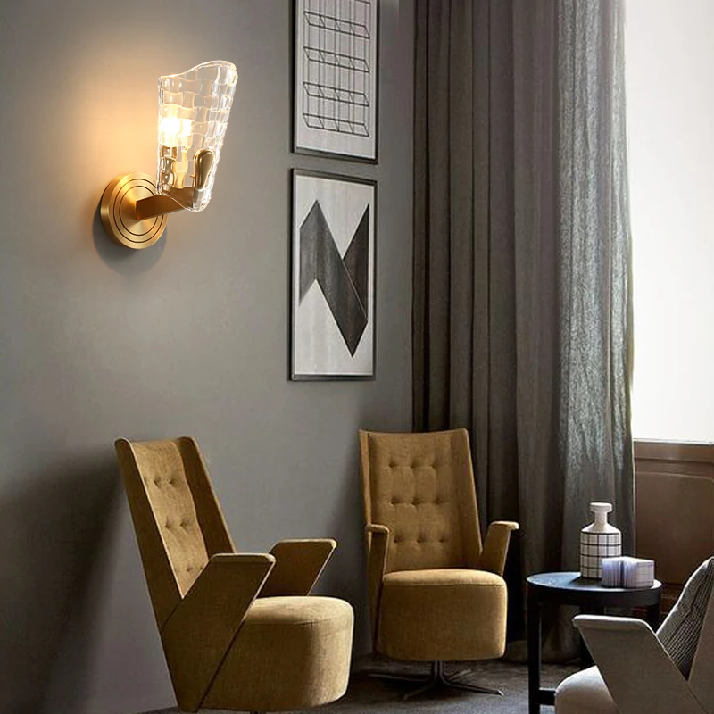 

Postmodern copper chandelier Nordic luxury glass crystal living room hanging lamp bedroom clubhouse hotel lobby villa lamps