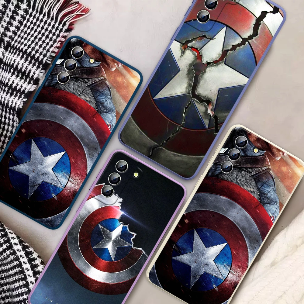 

Avengers Marvel Shield For Samsung Galaxy S21 S20 FE S10 Note20 Note10 Ultra Plus Lite Pro 5G Liquid Soft Phone Case