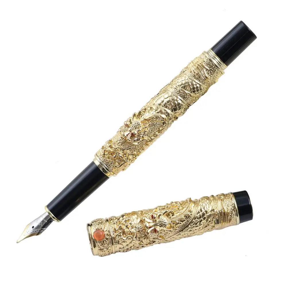 Роскошный Металлический перьевая ручка Jinhao винтажная чернильная авторучка Iraurita