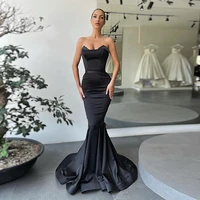 weilinsha black mermaid evening dress sweep train custom plus size beading v neck long prom party gowns