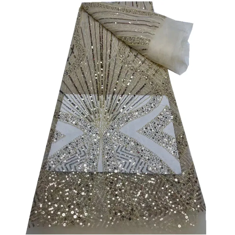 

SJ Lace New Arrivals Beaded Lace High Quality Nigerian French Lace African Lace Fabric For Party Dress 5 Yards/Lot j7-74