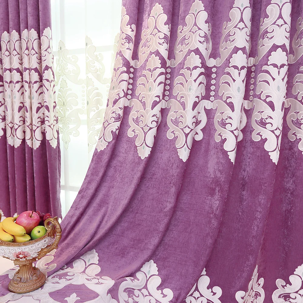 

New European Style Curtain Fabric Embroidery Curtains for Living Dining Room Bedroom Valance