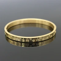 new 4mm 6mm background maple leaf pattern bangle for women and girl stainless steel jewelry trendy bracelet wholesale
