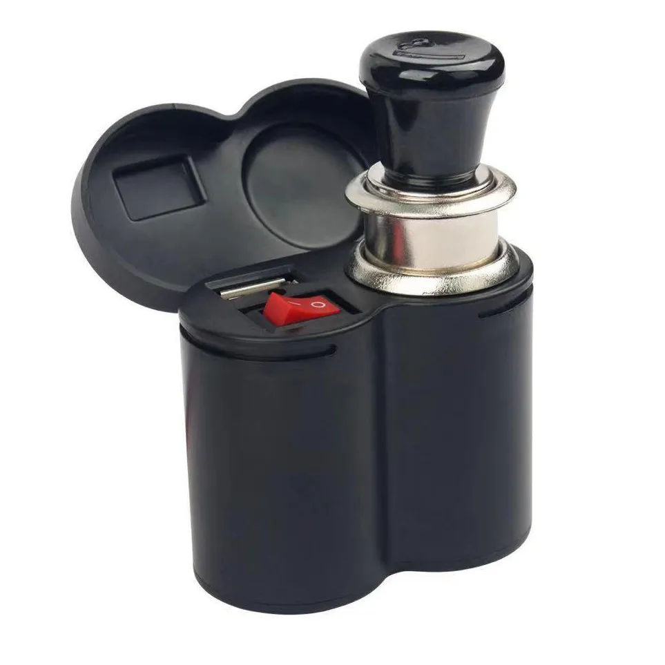 USB Автомобильное зарядное устройство для мобильного телефона черный 12V мотоцикл Руль USB зарядное устройство прикуриватель адаптер разъема#0
