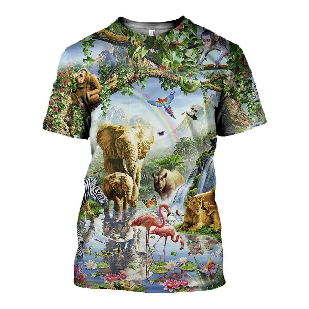 Футболка мужская с 3D принтом животных Ленивец/обезьяны/оленя модная рубашка в