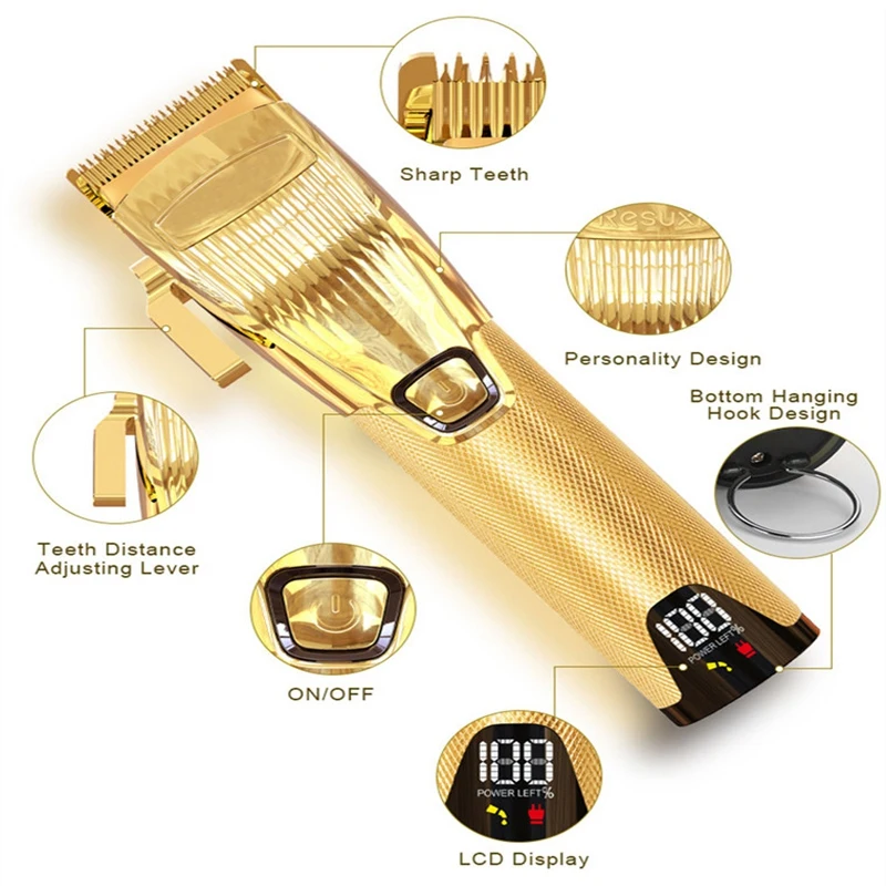 Аккумуляторная машинка для стрижки волос металл Парикмахерская 2500 мА/ч 5H салон