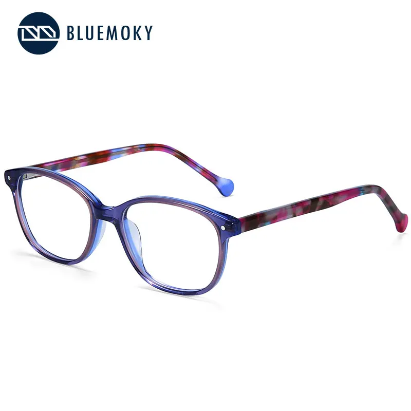 BLUEMOKY ацетатные очки, Детская оправа, оптическая близорукость, оправы для очков, очки для девочек, прозрачные милые очки, детский бренд - Frame Color: 003