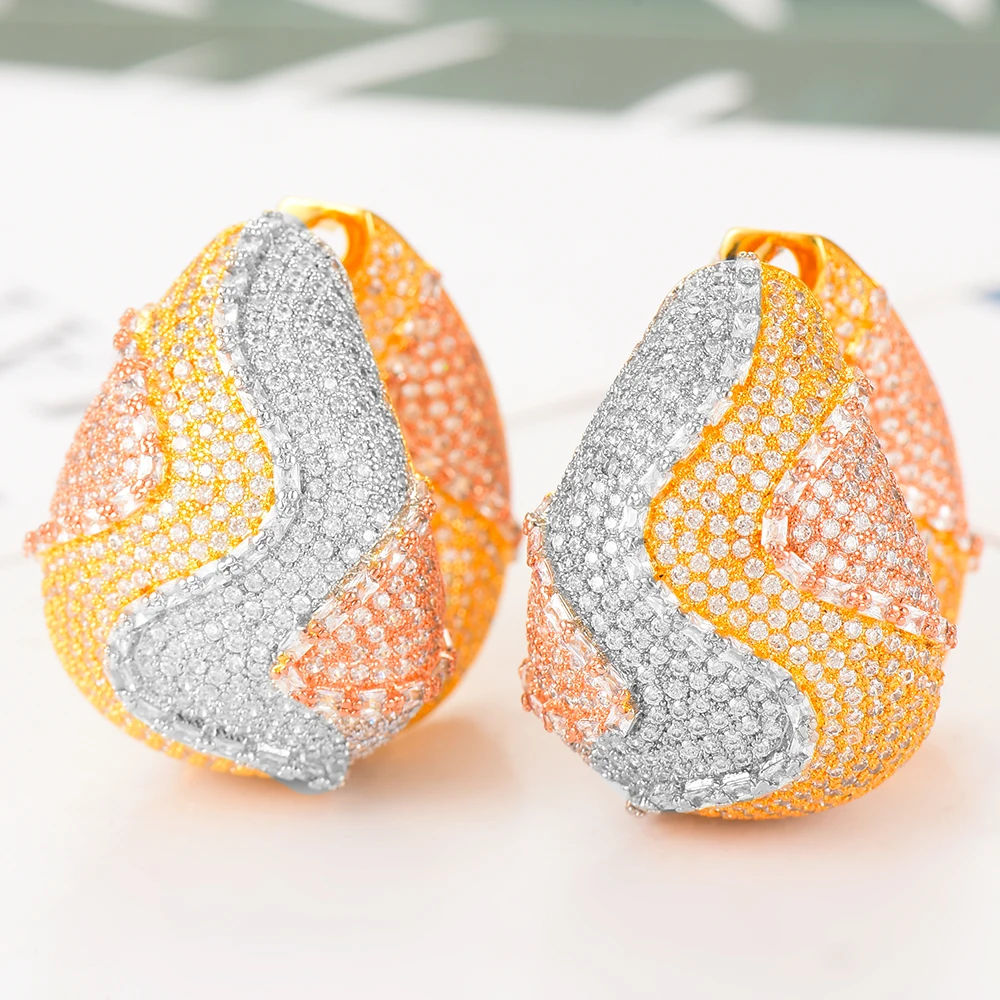 GODKI модные 3 тонные серьги с кубическим цирконием очаровательные дубайские