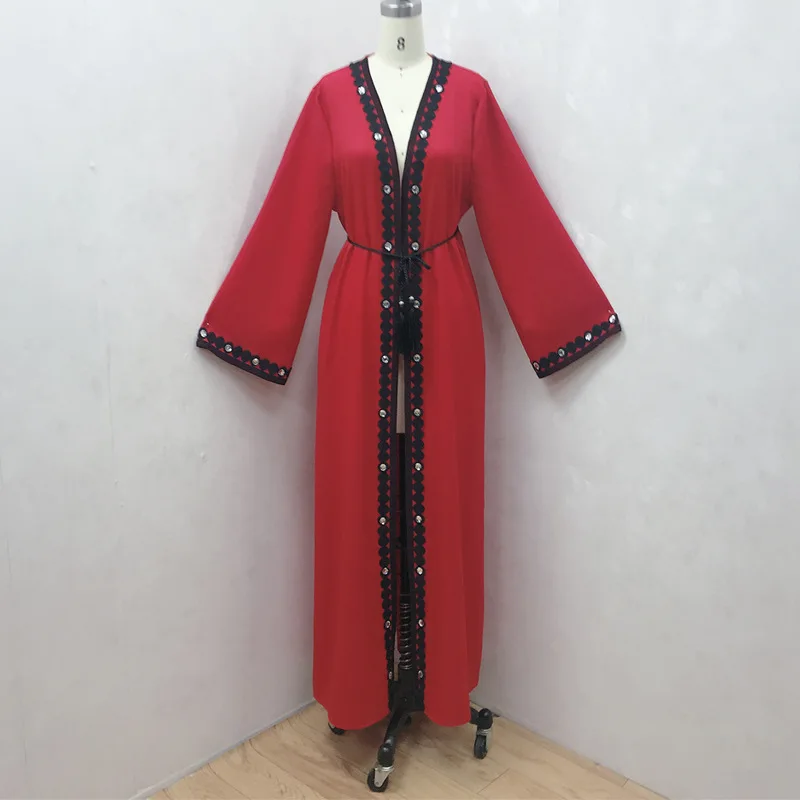 

Ramadan Muslim Abaya Dress Women Lace-up Dubai Arab Jubah Kaftan Hijab Dresses turkey Islamic Clothes Musulman Ensembles Abayas