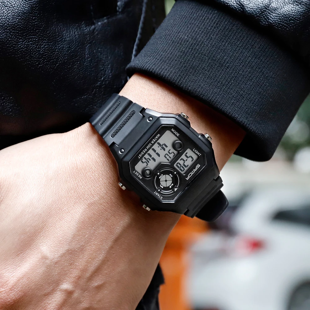 

SANDA Square Watch G Men Sports Clock Shock Watch Fashion Waterproof Digital Black Electronic Wrist Watch Gift for Boyfriend