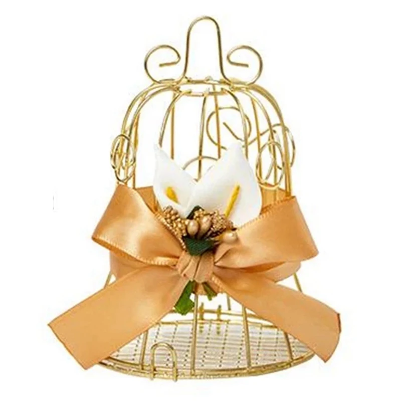 

Hot YO-Wedding Candy Box Tinplate Birdcage Bell Gift Bags With Handles Chocolate Favor Boxes Packaging Gift Box Party Supplies