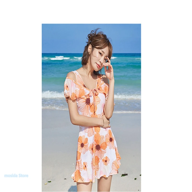 

50pcs 2021 new one-piece swimsuit female floral retro lotus leaf conservative cover belly hot spring swimming swimsuit