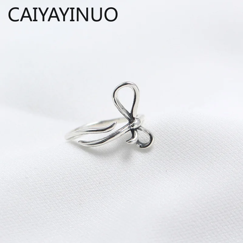 CAIYAYINUO Открытые Кольца из 925 пробы серебра кольца на палец простые с