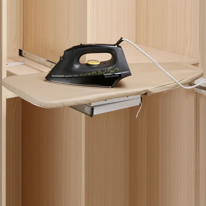 

Cloakroom damping telescopic folding ironing board Push-pull iron mat rack Wardrobe cushioning hidden ironing board