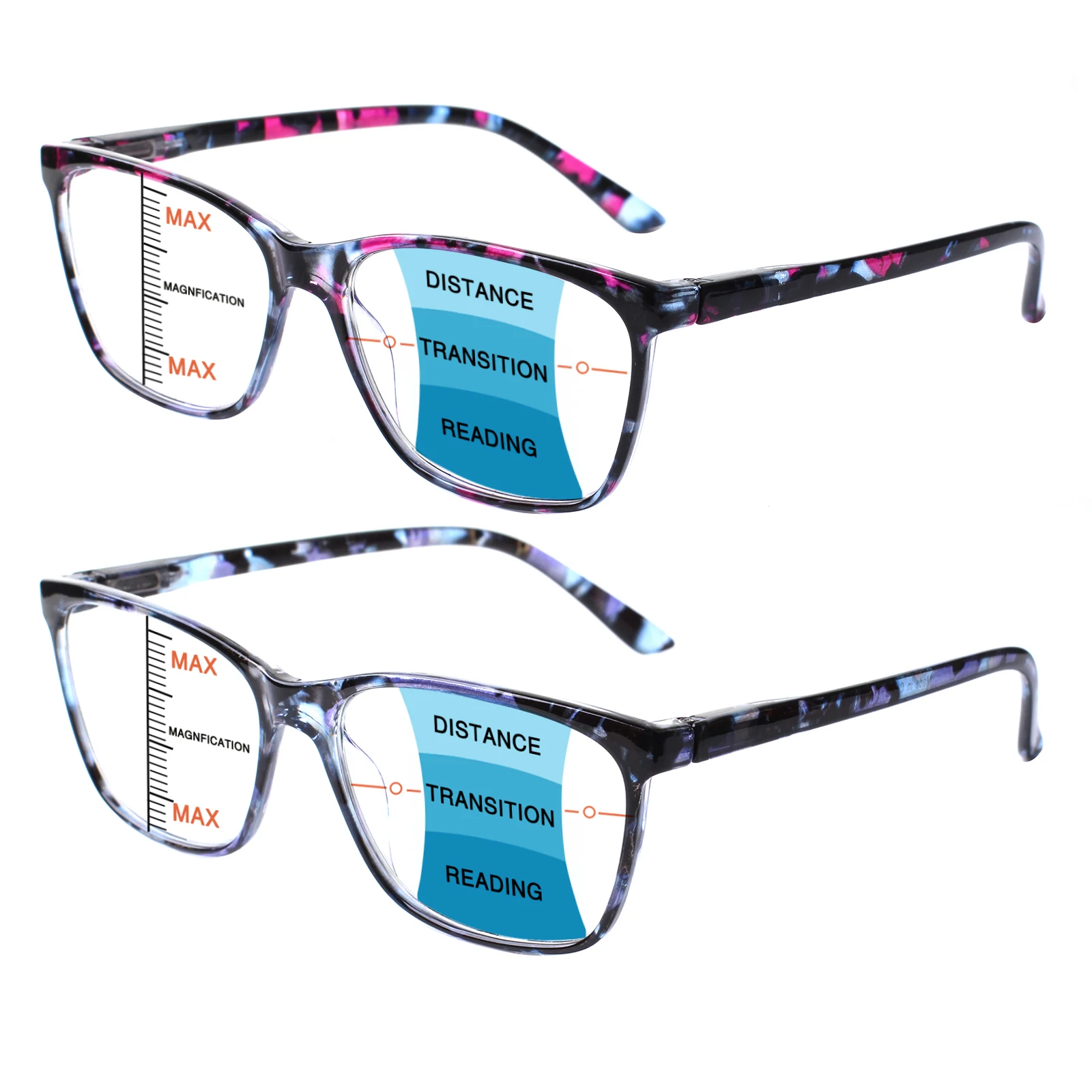 Henotin Reading Glasses Spring Hinge Men and Women Progressive Multi Focus Reader Eyeglasses Diopter+100+150+200+250+300+350