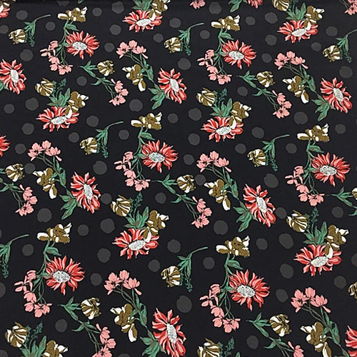 Ткань из натурального шелка в цветочек и горошек Ширина 136 см SCDC935|Ткань| |