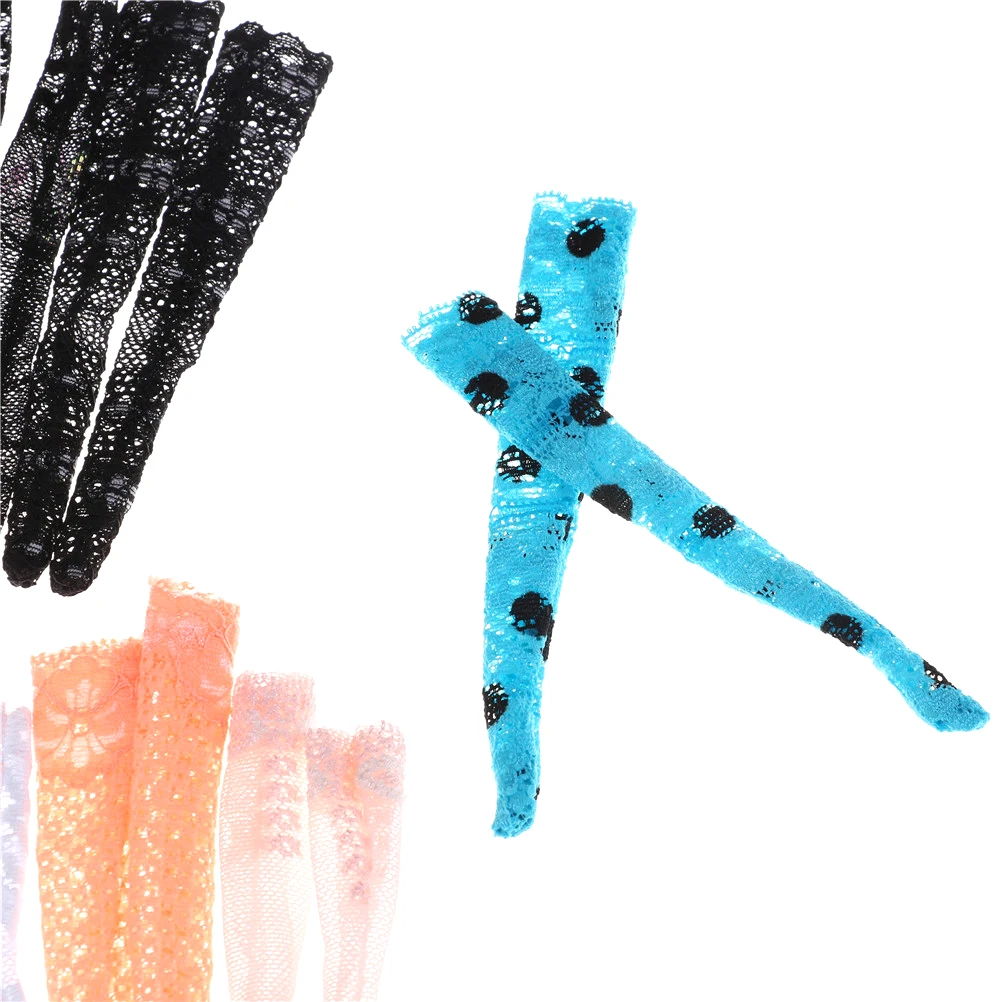 

3 Pairs Random Colourful Lace Socks Long Stockings For Doll Accessories Gifts Toy 13 cm Daily Casual Wear Clothes