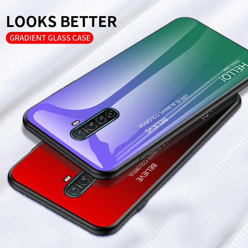 Чехол для телефона OPPO Realme X2 Pro роскошный чехол из закаленного стекла Мягкий ТПУ